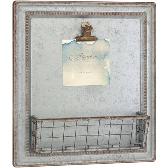 ❤️Offers ~ New Stonebriar Beach House Galvanized Clipboard & Holder 15.2" x13.2" - Picture 3 of 4
